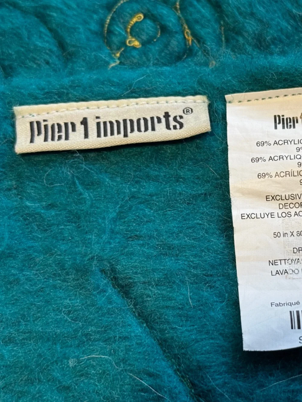 Pier One Turquoise and Floral Lap Blanket